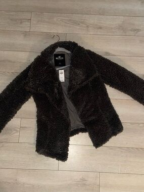 Hollister Charcoal Gray Sherpa Teddy Jacket